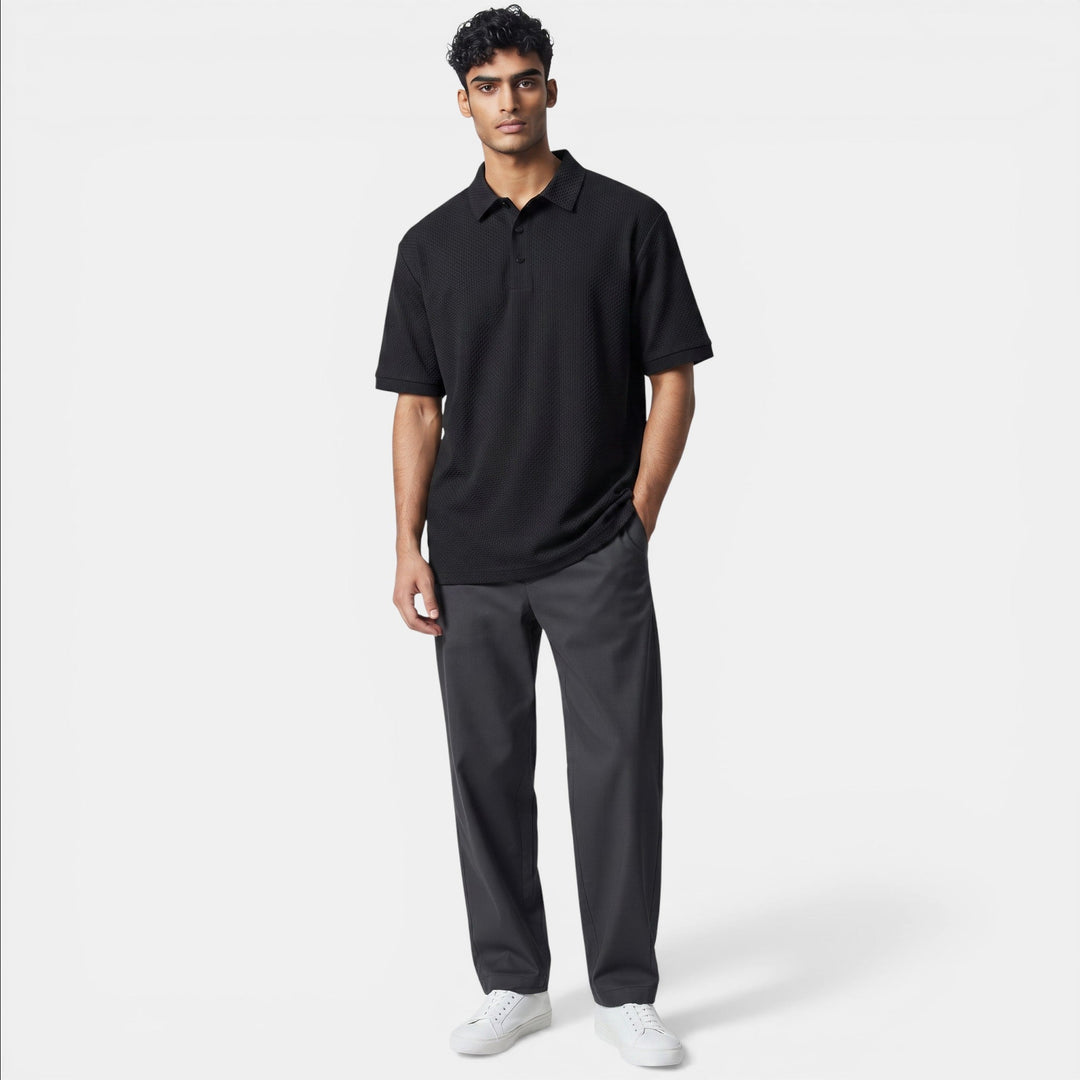 Beige ribbed polo shirt from the T-shirts & Polos Homme collection for a stylish look.