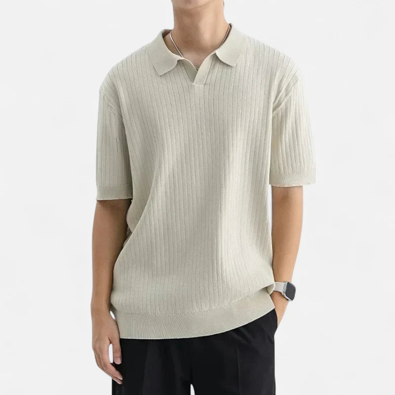 Laurior | Polo en Maille à Manches Courtes – Raffinement Côtelé et Style "Old Money" Homme