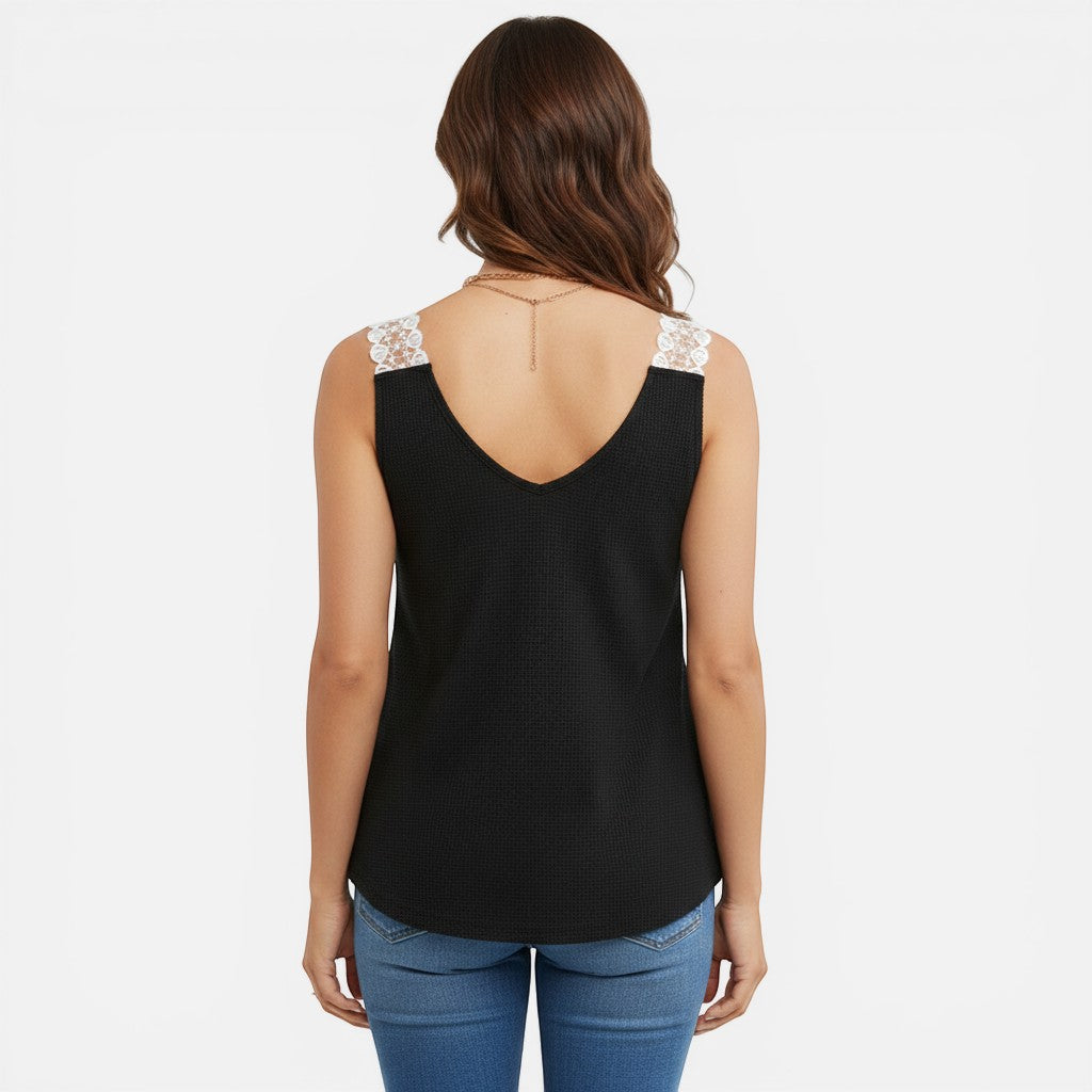 Laurior | Débardeur sans manches en dentelle pour femme, tenue décontractée pour l'été