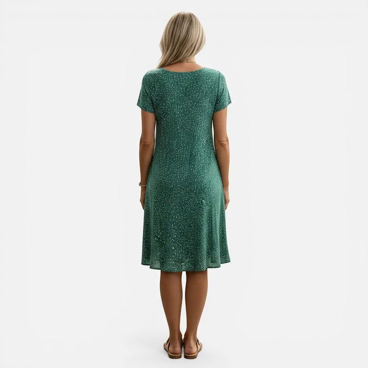 Laurior | Robe midi à pois pour femme, coupe décontractée et légère vue arriere
