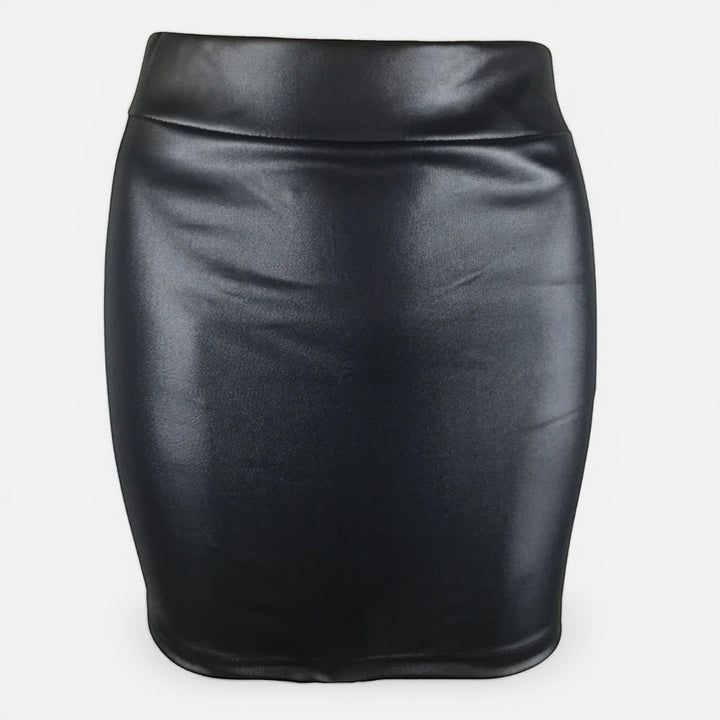 Laurior | Jupe slim en simili cuir pour femme, idéale pour sortir le soir. Jupe noire en simili cuir.
