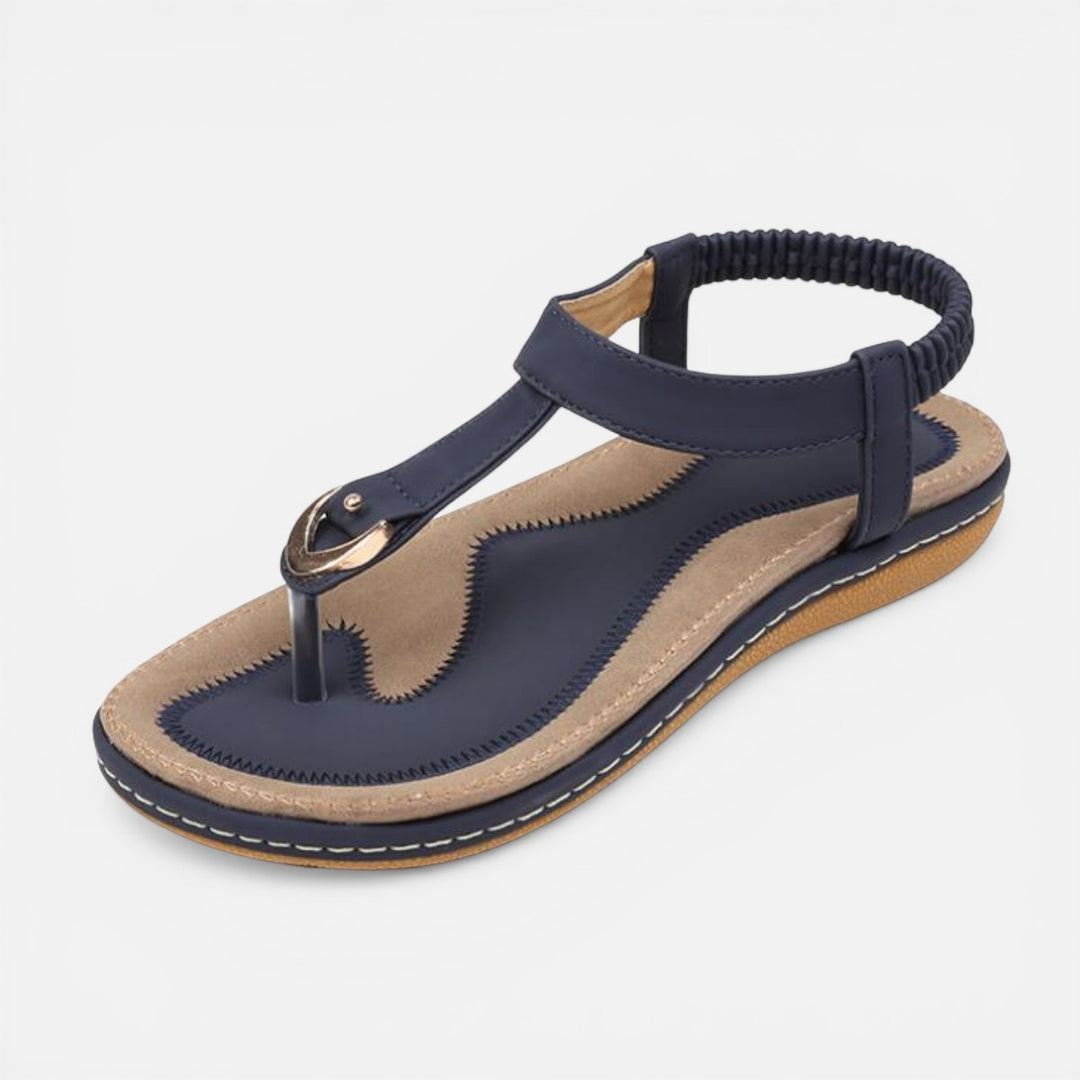 Laurior | Sandales plateforme décontractées pour femme avec bride à la cheville en bleu, confortables et élégantes.