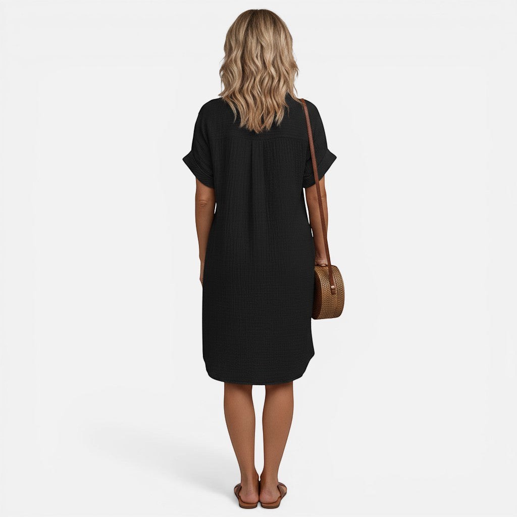 Laurior | Robe chemise à col en V et boutons pour femme