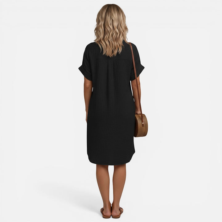 Laurior | Robe chemise à col en V et boutons pour femme