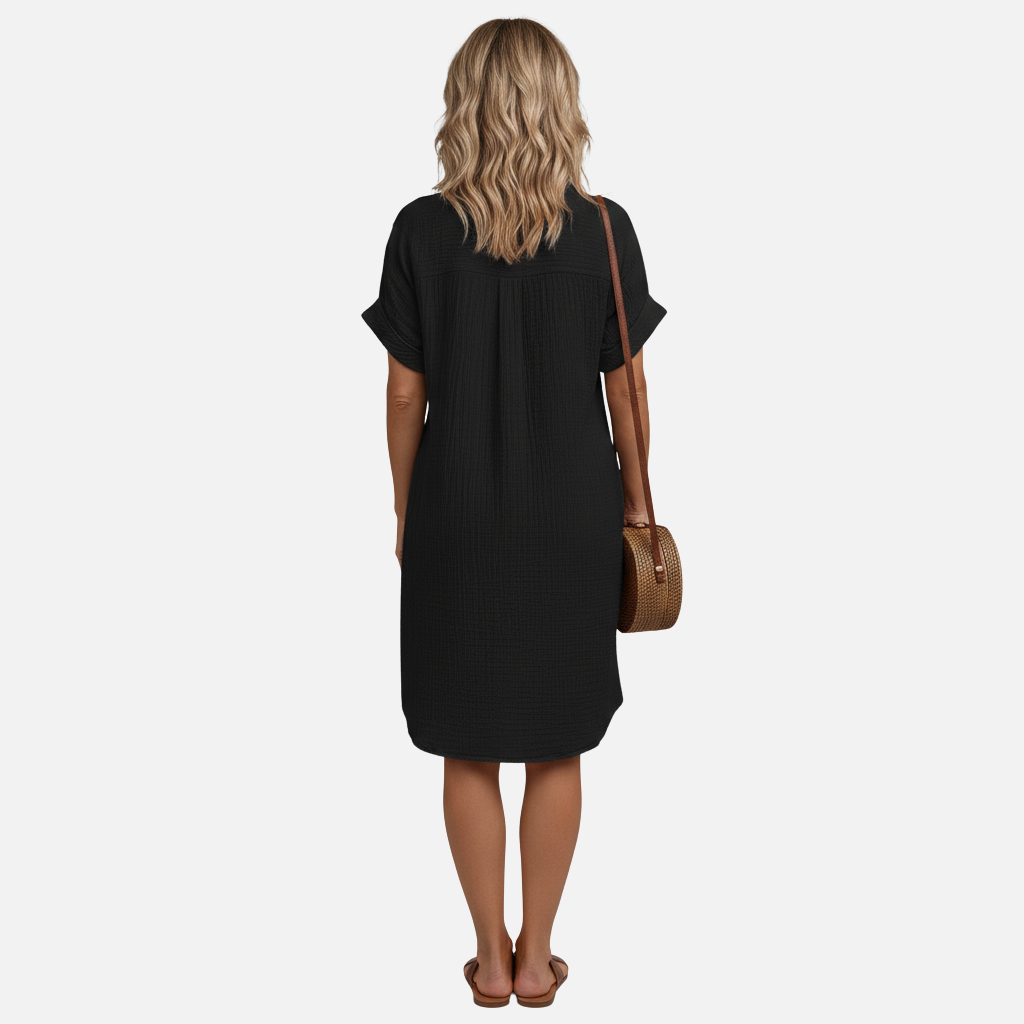 Laurior | Robe chemise à col en V et boutons pour femme