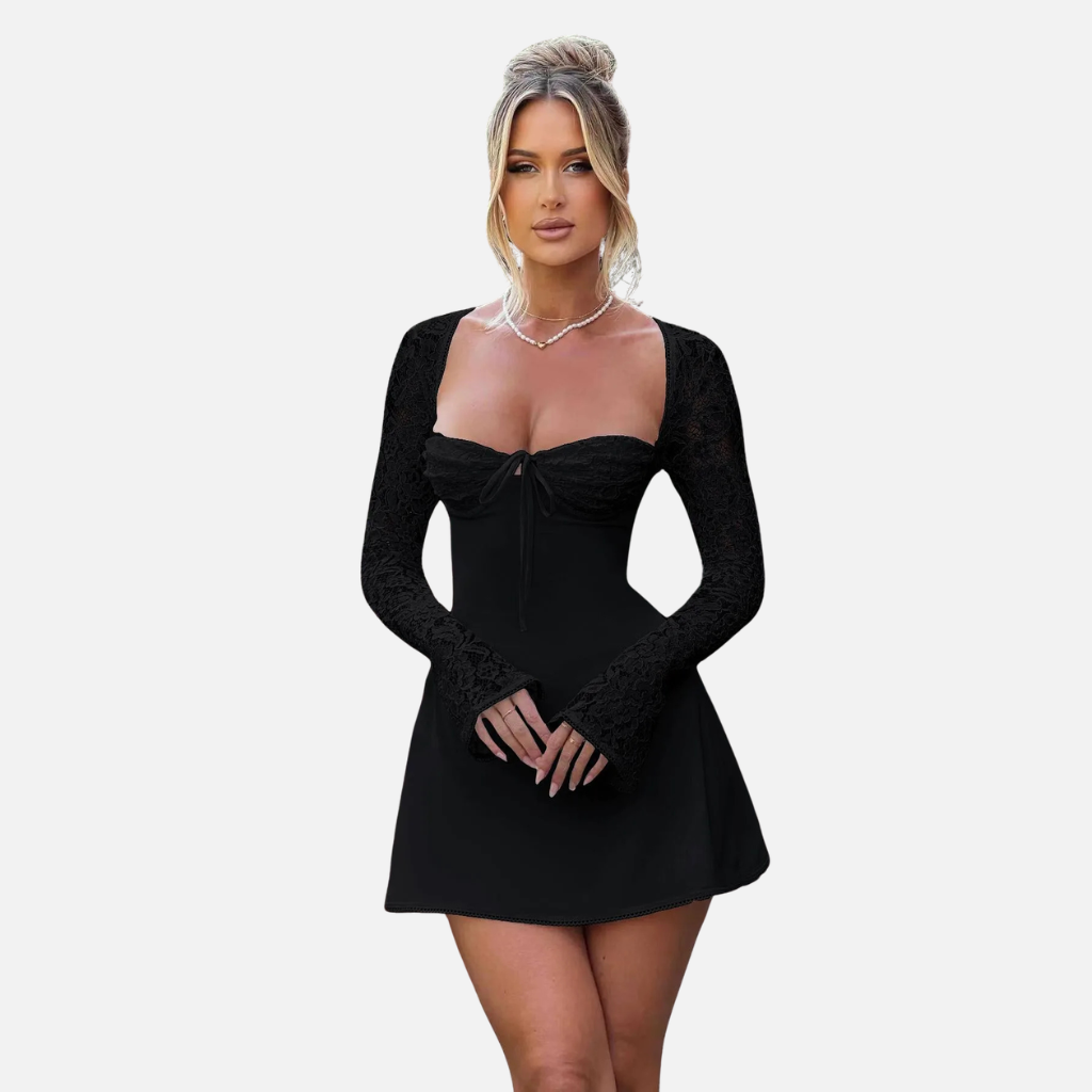Laurior | Robe Mini en Dentelle Coupe Ajustée Dos Nu à Lacets pour Femme