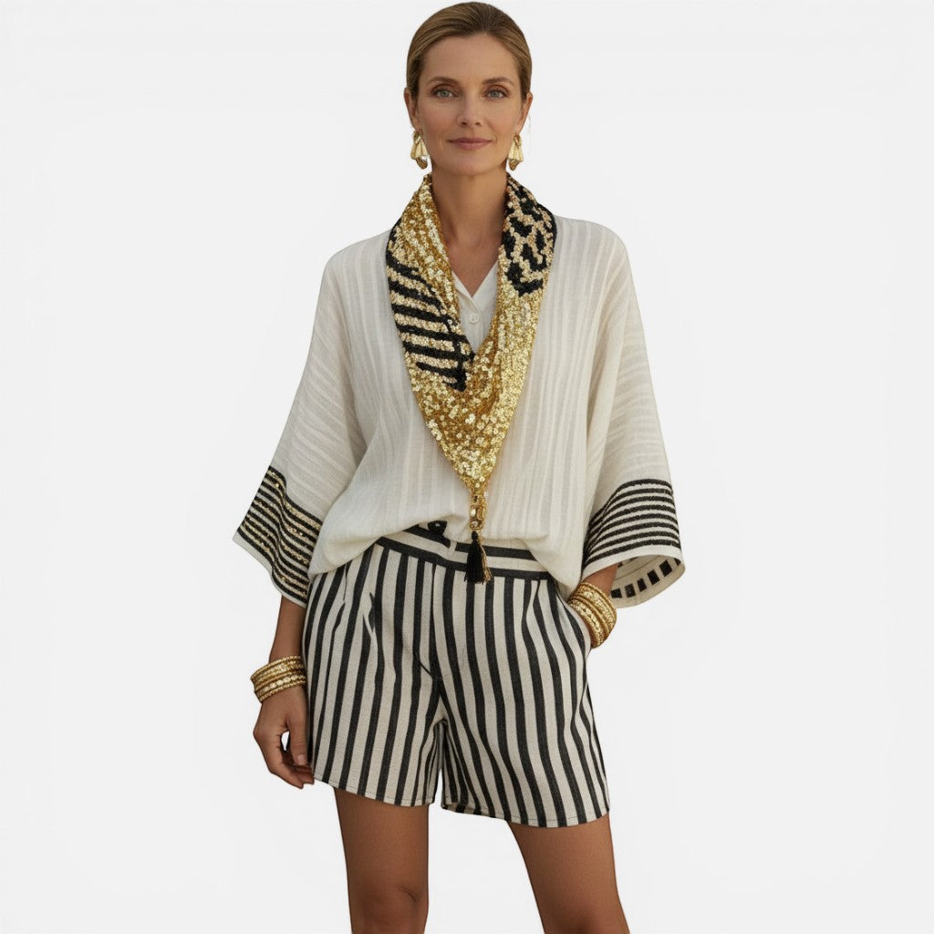 Laurior | Ensemble lounge pour femme avec écharpe – Coupe décontractée