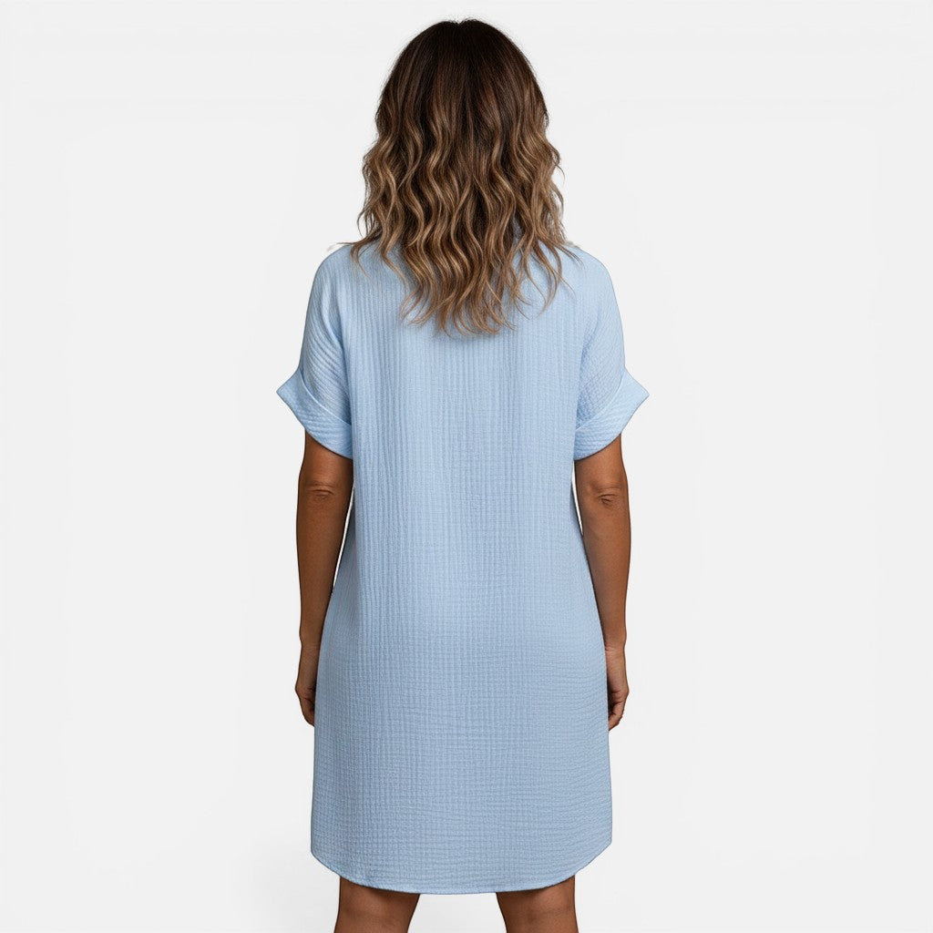 Laurior | Robe chemise à col en V et boutons pour femme