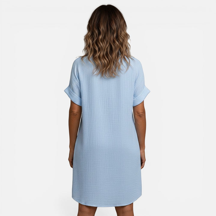Laurior | Robe chemise à col en V et boutons pour femme