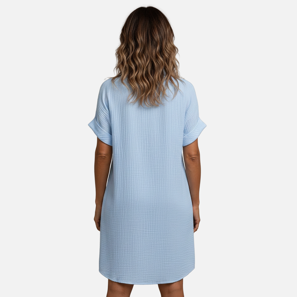 Laurior | Robe chemise à col en V et boutons pour femme