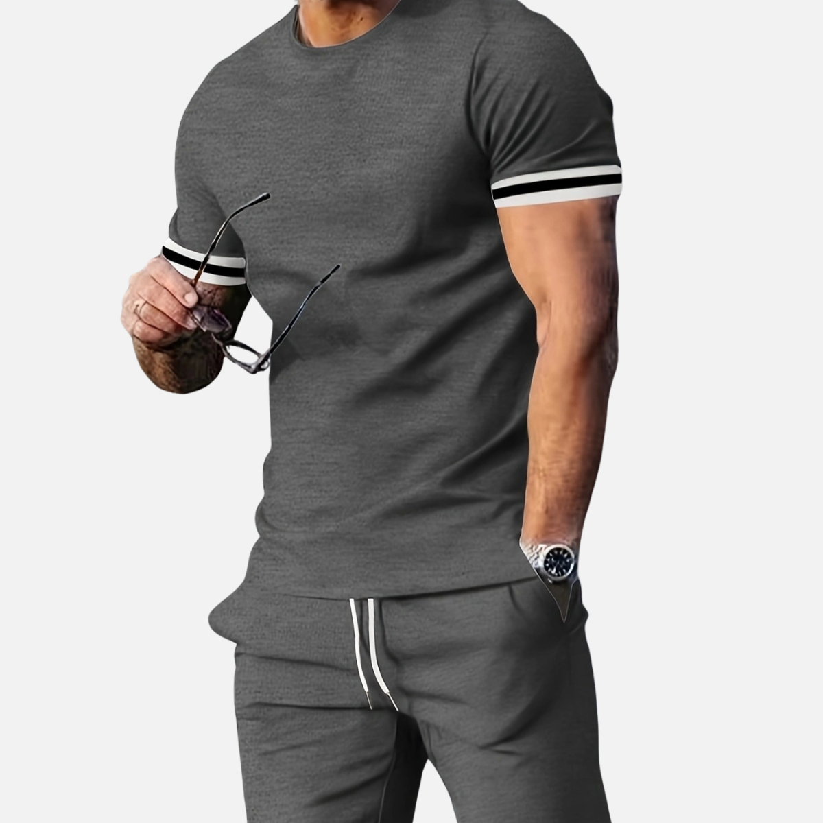 Laurior | Ensemble d’Été Deux Pièces Décontracté Coupe Slim pour Homme