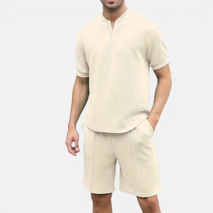 Laurior | Ensemble chemise zippée à manches courtes et pantalon pour homme