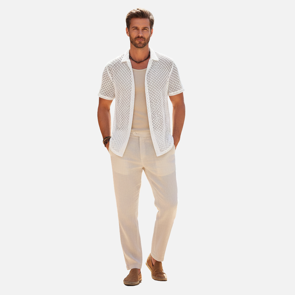 Laurior | Chemise en maille de luxe pour homme Vêtements de plage d'été respirants