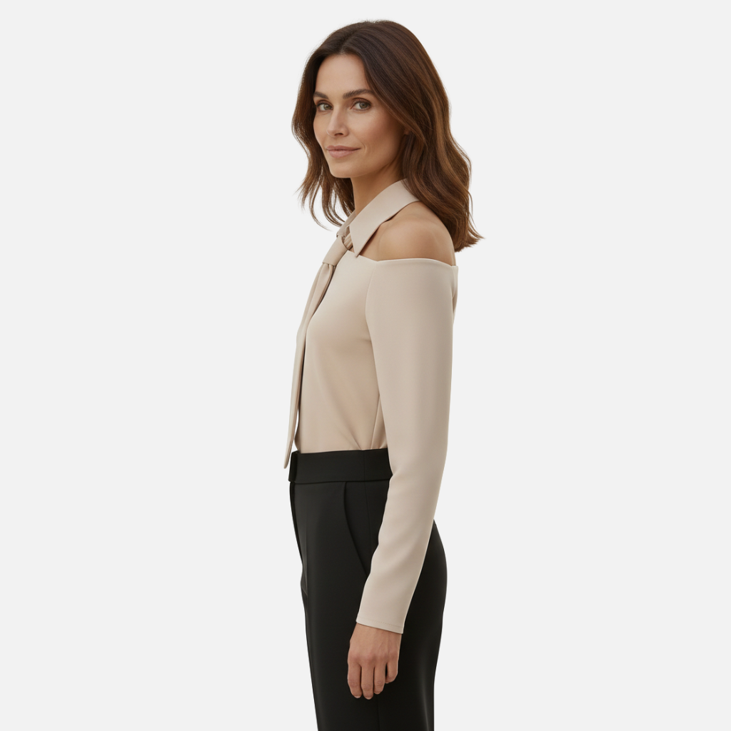 Laurior | Chemisier à manches longues et col bénitier pour femme, pour le printemps