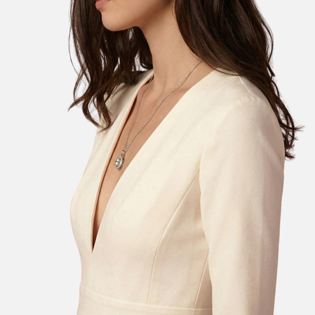 Laurior | Robe midi classique femme à col en V, légère et confortable