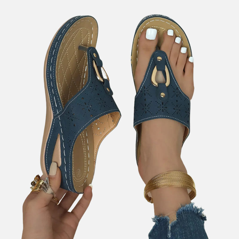 Laurior | Tongs compensées pour femme à semelle légère en caoutchouc