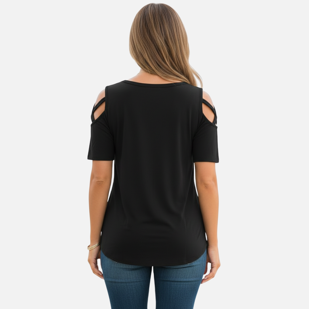 Laurior | T-shirt en coton vieilli pour femme avec lien aux épaules