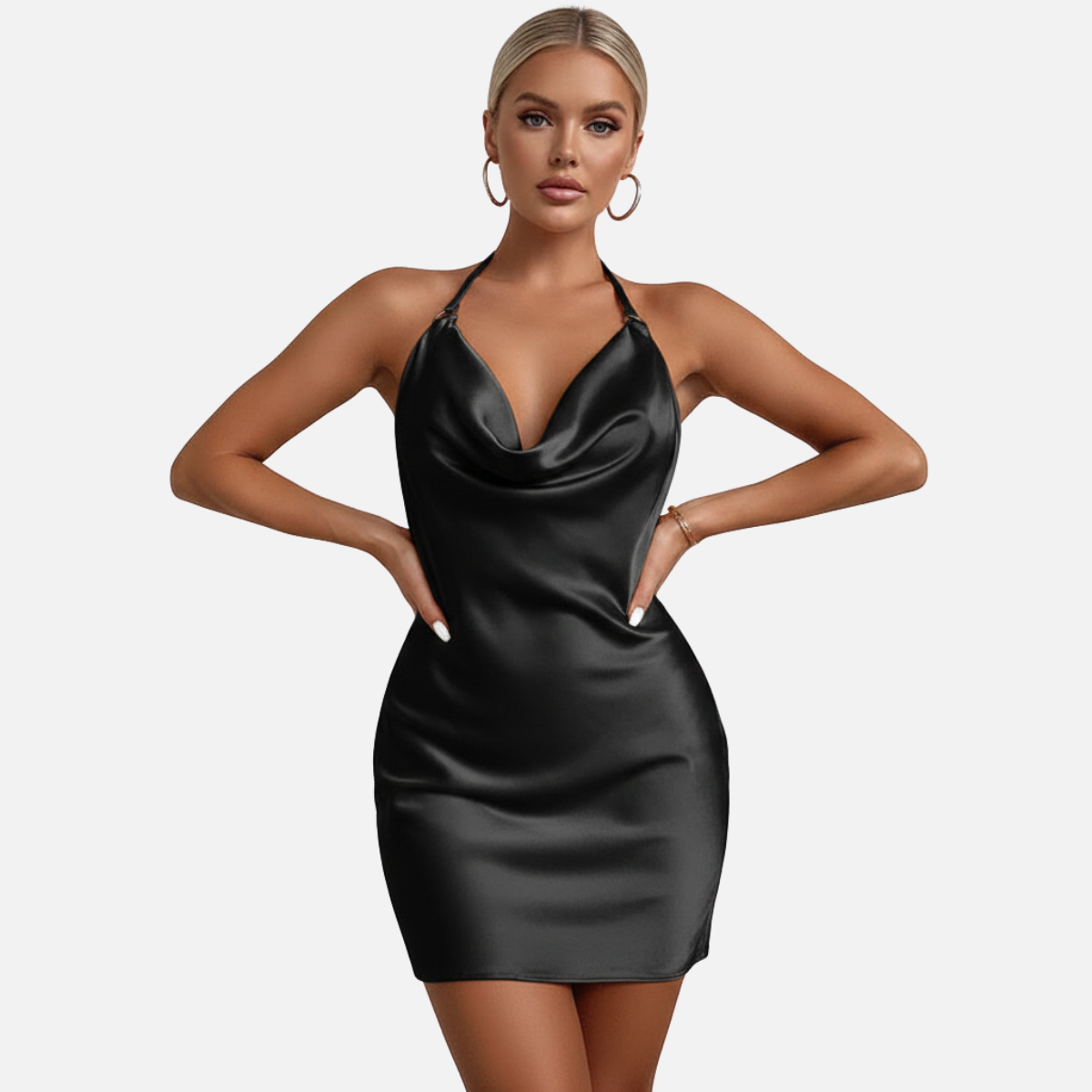 Laurior | Mini-robe en satin pour femmes pour les fêtes estivales, dos nu