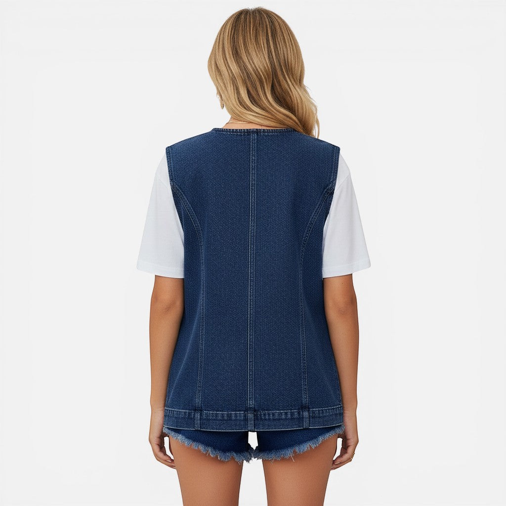 Laurior | Gilet en denim ajusté pour femme Coupe structurée