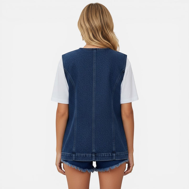 Laurior | Gilet en denim ajusté pour femme Coupe structurée