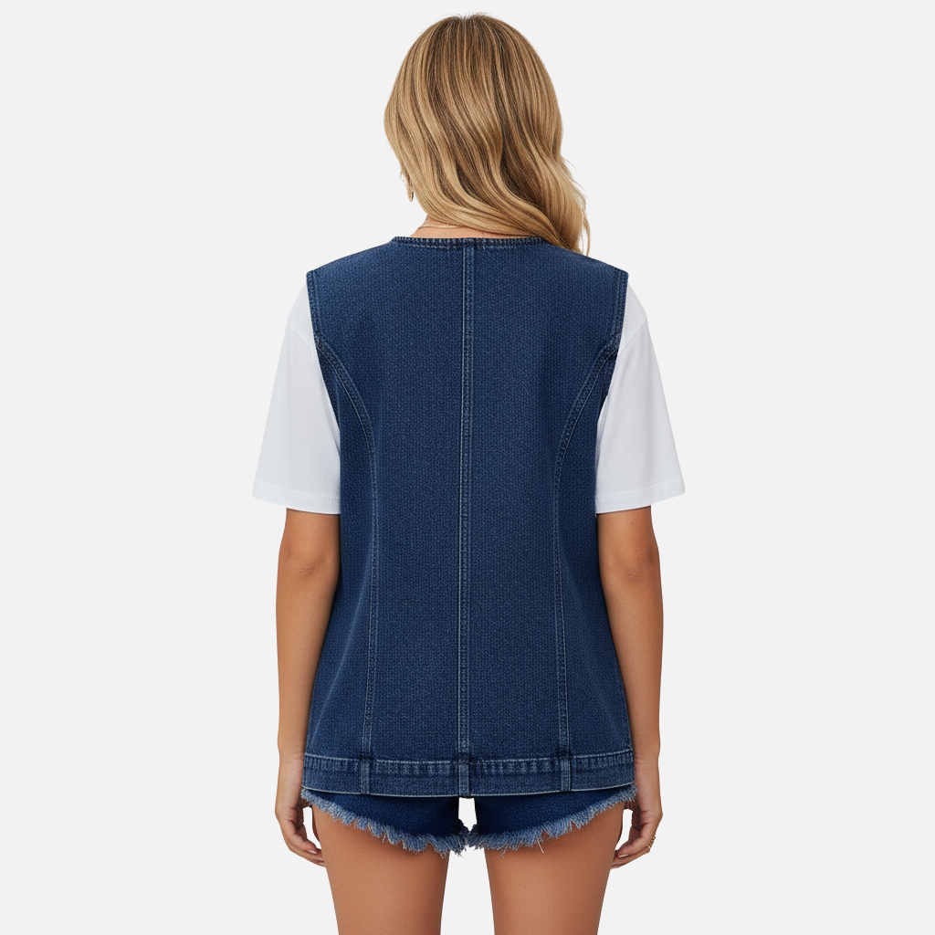 Laurior | Gilet en denim ajusté pour femme Coupe structurée