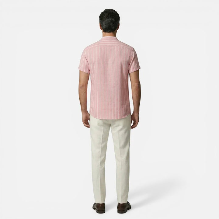 Laurior | Chemise Homme Style Francais Lin Col Officier Chic Parisien Tendance