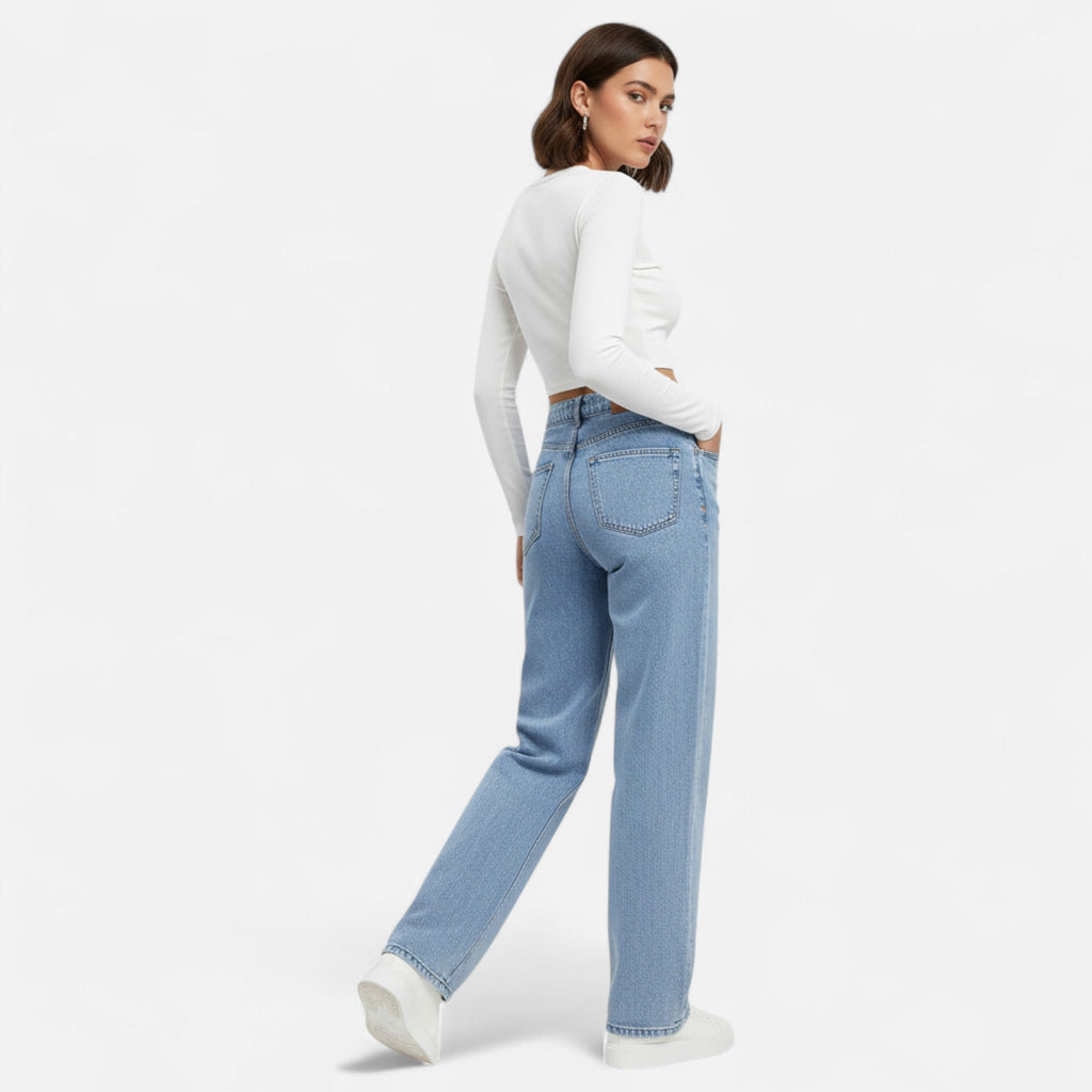 Laurior | Jean Femme Coupe Droite Rétro