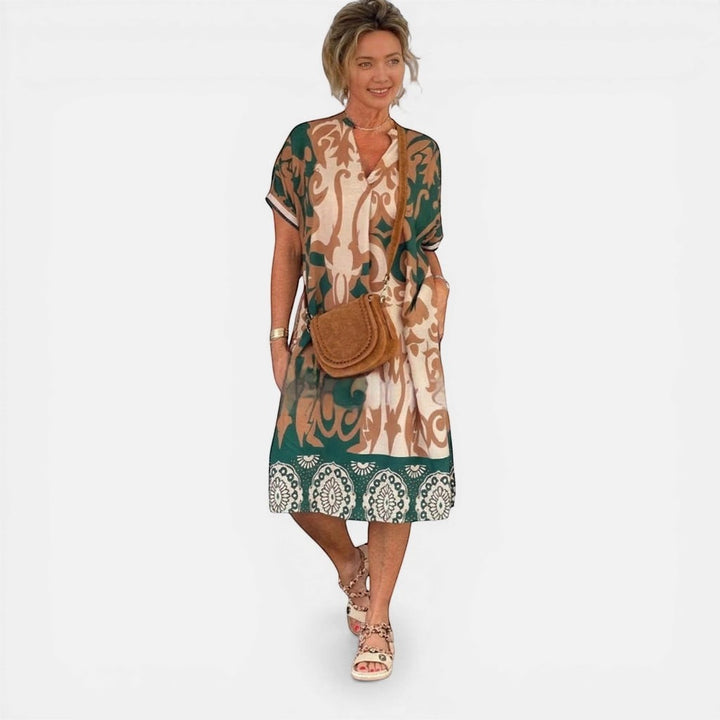 Laurior | Robe longue décontractée pour femme, col en V, tenue d’été facile