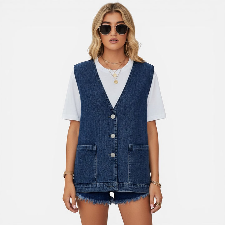 Laurior | Gilet en denim ajusté pour femme Coupe structurée