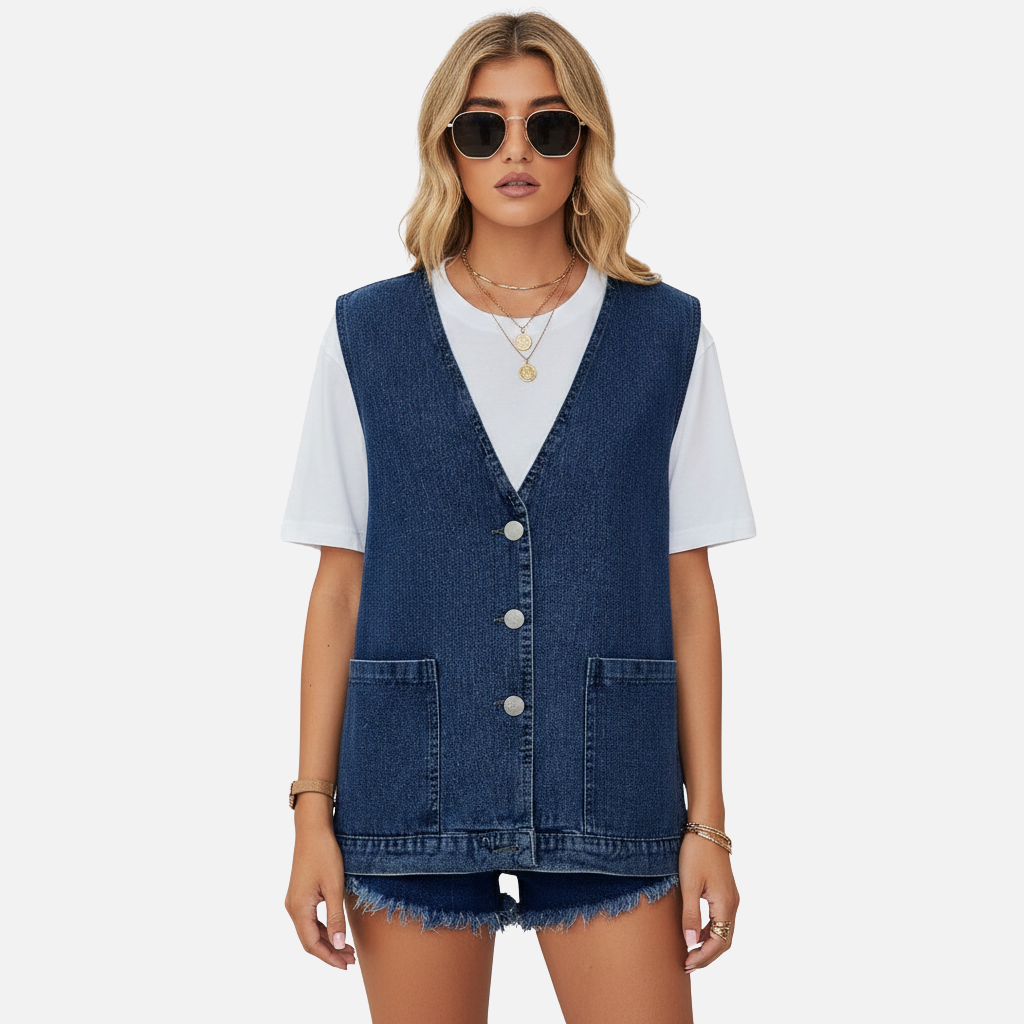 Laurior | Gilet en denim ajusté pour femme Coupe structurée