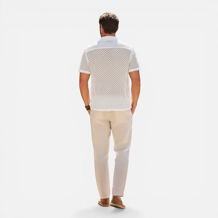 Laurior | Chemise en maille de luxe pour homme Vêtements de plage d'été respirants vue arrière