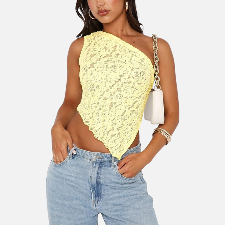 Laurior | Top d’Été Femme Coupe Ajustée Dos Nu Couleur Unie