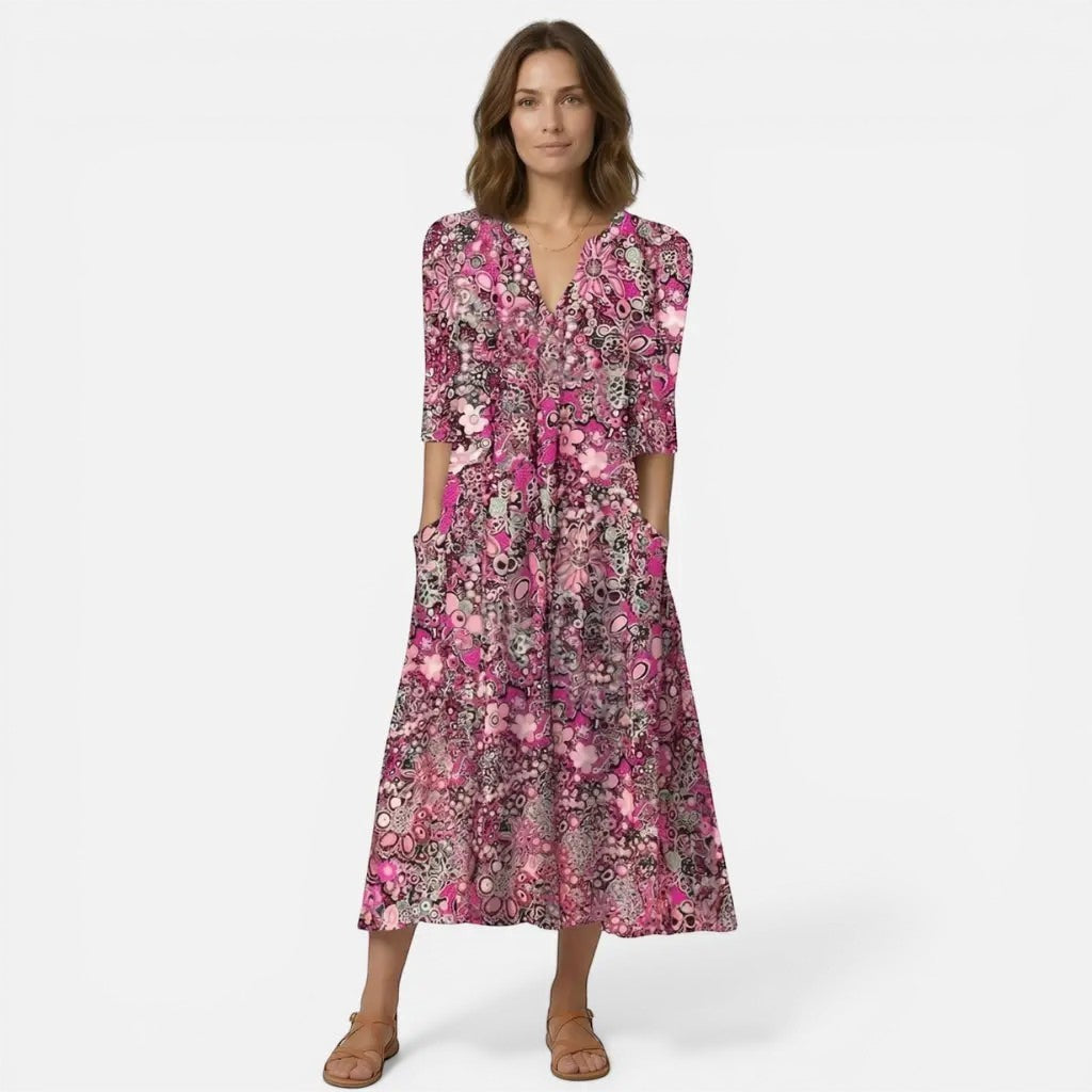 Laurior | Robe Casual Femme Coupe Fluide Vacances Plage Ete Couleur Tendance Mode