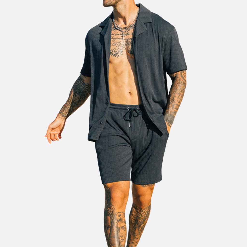Laurior | Ensemble Chemise et Short d’Été pour Homme Assorti