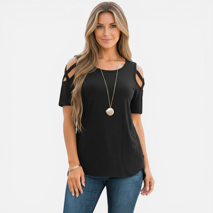 Laurior | T-shirt en coton vieilli pour femme avec lien aux épaules