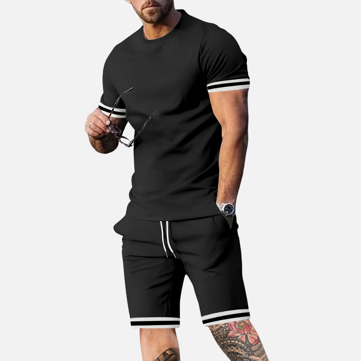 Laurior | Ensemble d’Été Deux Pièces Décontracté Coupe Slim pour Homme