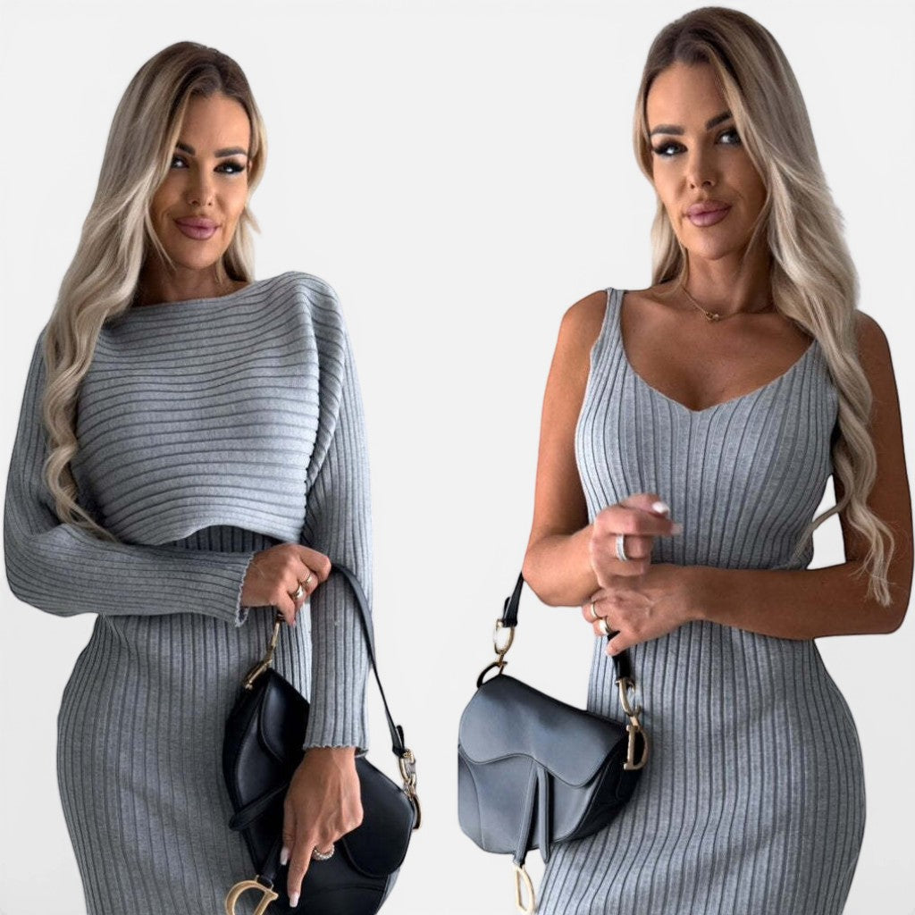 Laurior | Ensemble Top Maille Ajusté et Jupe Moulante Femme