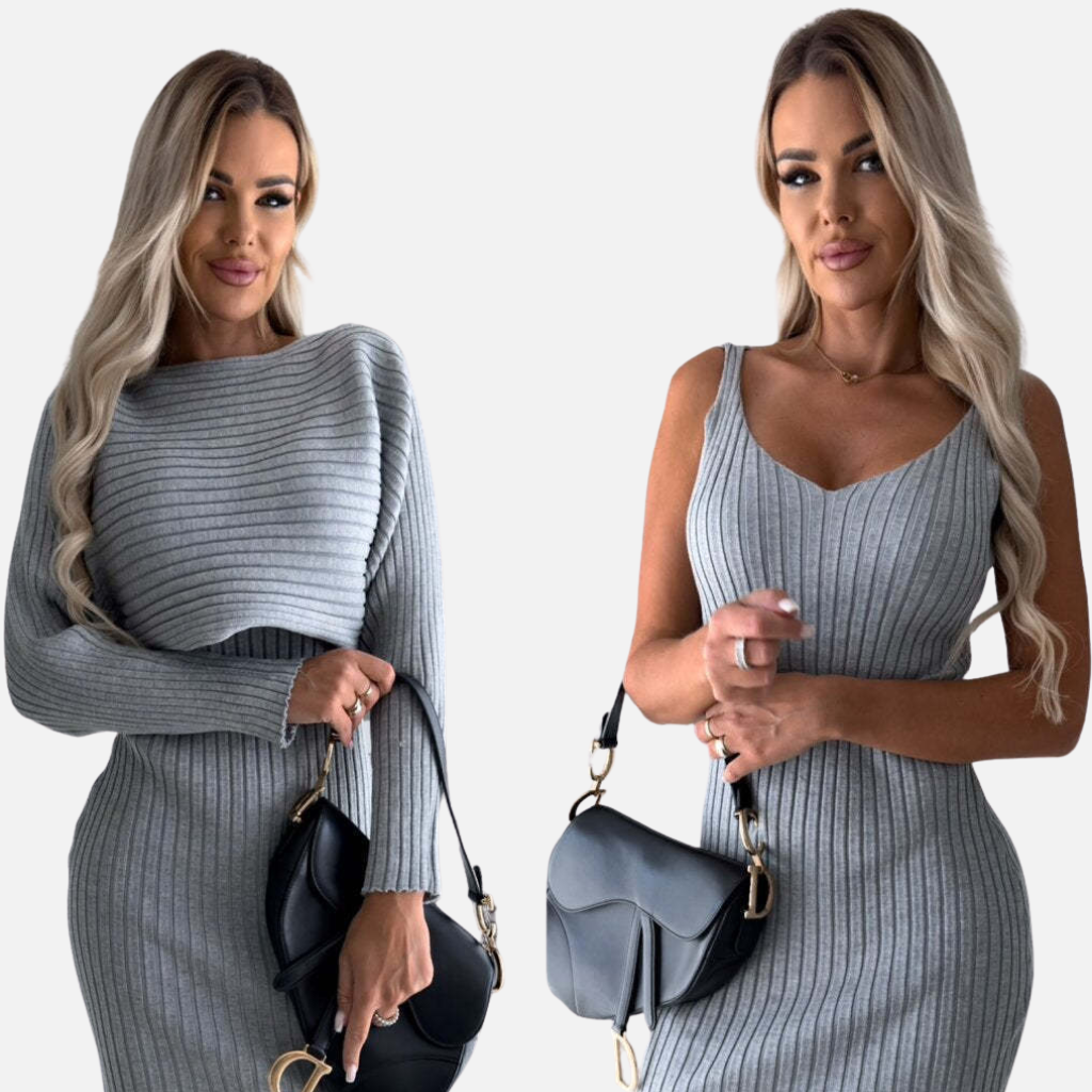 Laurior | Ensemble Top Maille Ajusté et Jupe Moulante Femme