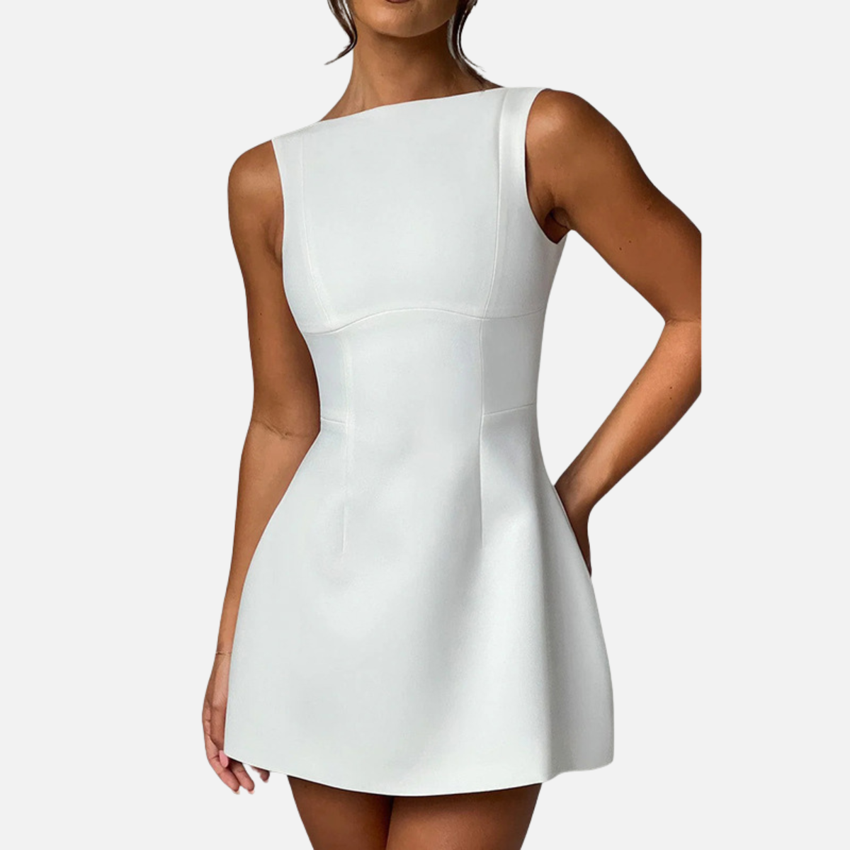 Laurior | Robe Mini Ajustée Sans Manches pour Femme