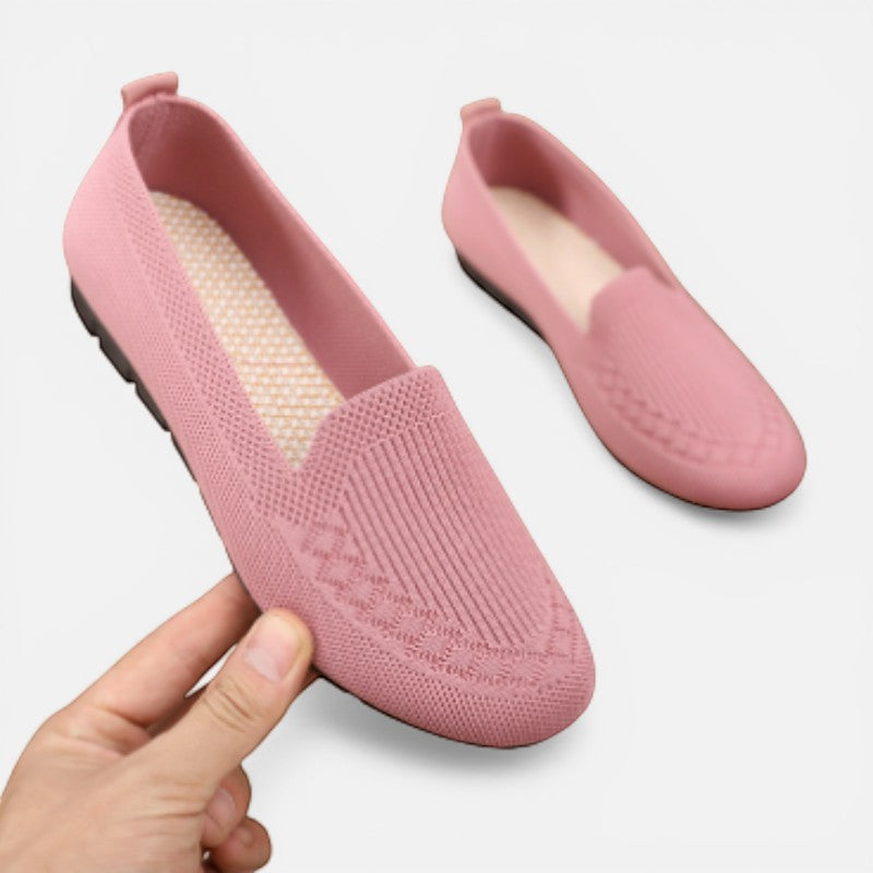 Laurior | Mocassins Femme en Coton Maille Souple Faciles à Enfiler en rose, confortables et légers.