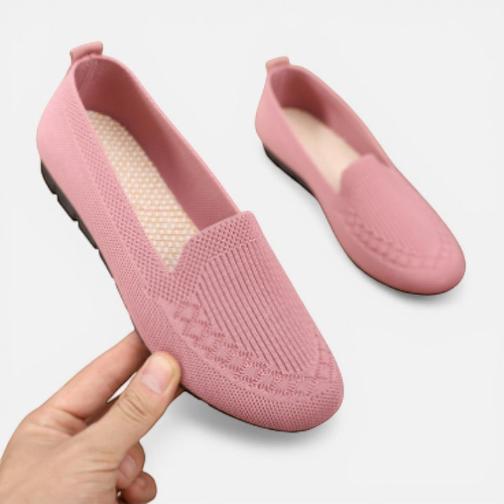 Laurior | Mocassins Femme en Coton Maille Souple Faciles à Enfiler en rose, confortables et légers.