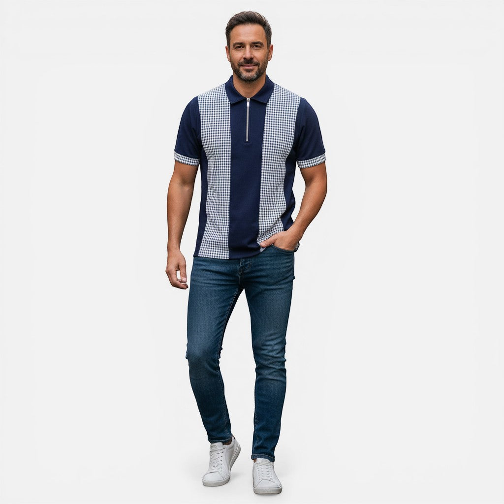 Laurior | Polo pour homme en coton piqué confort classique à manches courtes, style avec pantalon en denim.