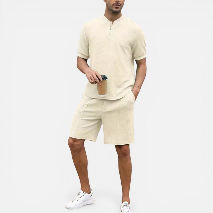 Laurior | Ensemble chemise zippée à manches courtes et pantalon pour homme