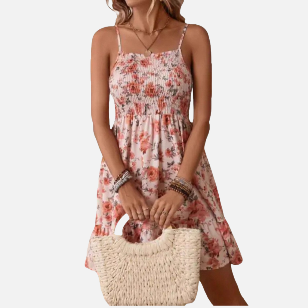 Laurior | Robe d'été en coton pour femme, épaules dénudées, imprimé floral