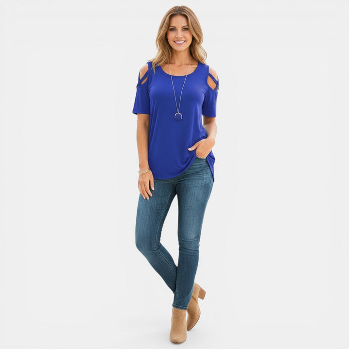 Laurior | T-shirt en coton vieilli pour femme avec lien aux épaules