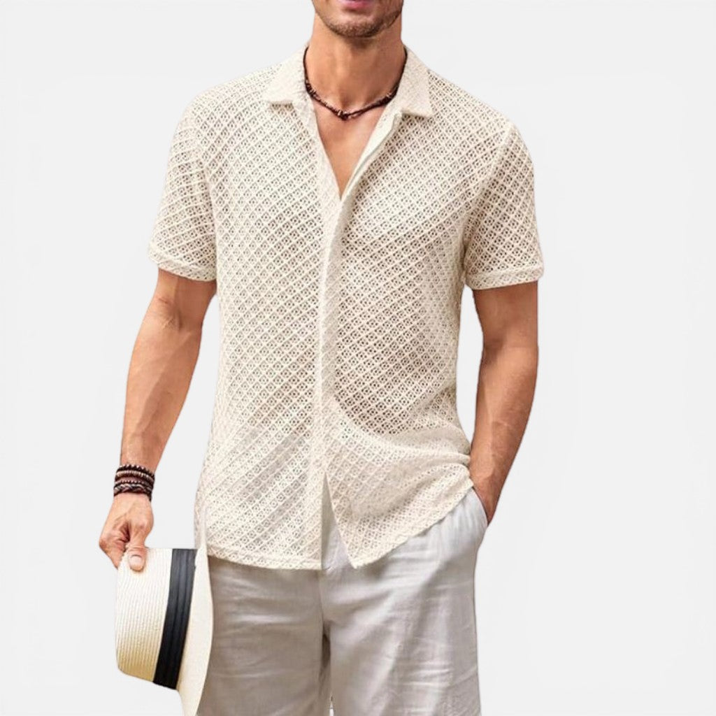 Laurior | Chemise en maille de luxe pour homme Vêtements de plage d'été respirants, légère et élégante.