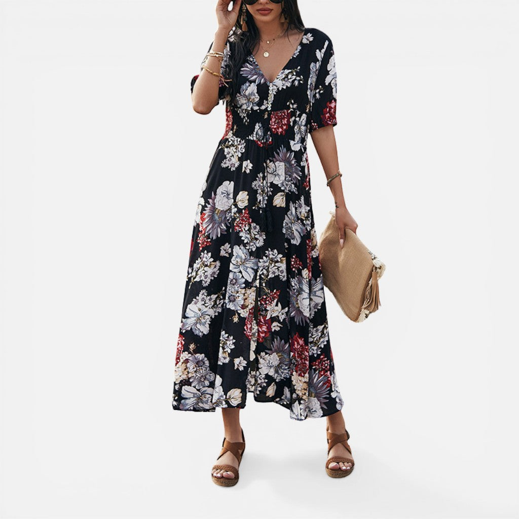 Laurior | Robe d'été légère pour femme, idéale pour les vacances, en fleurs, élégante et confortable.
