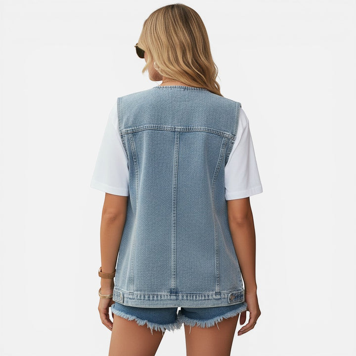 Laurior | Gilet en denim ajusté pour femme Coupe structurée
