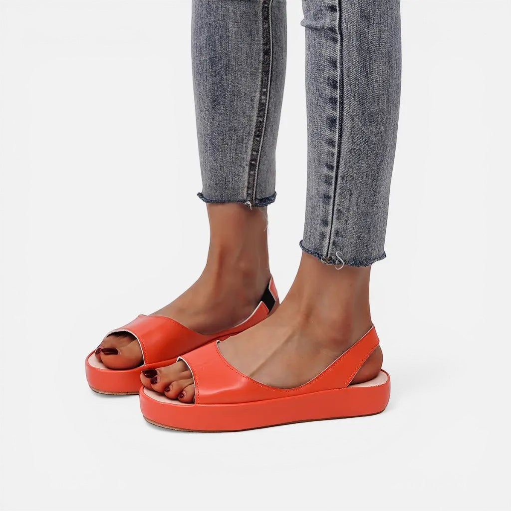 Laurior | Sandales ouvertes en cuir pour femmes avec bride arrière, style élégant avec une touche de confort léger.