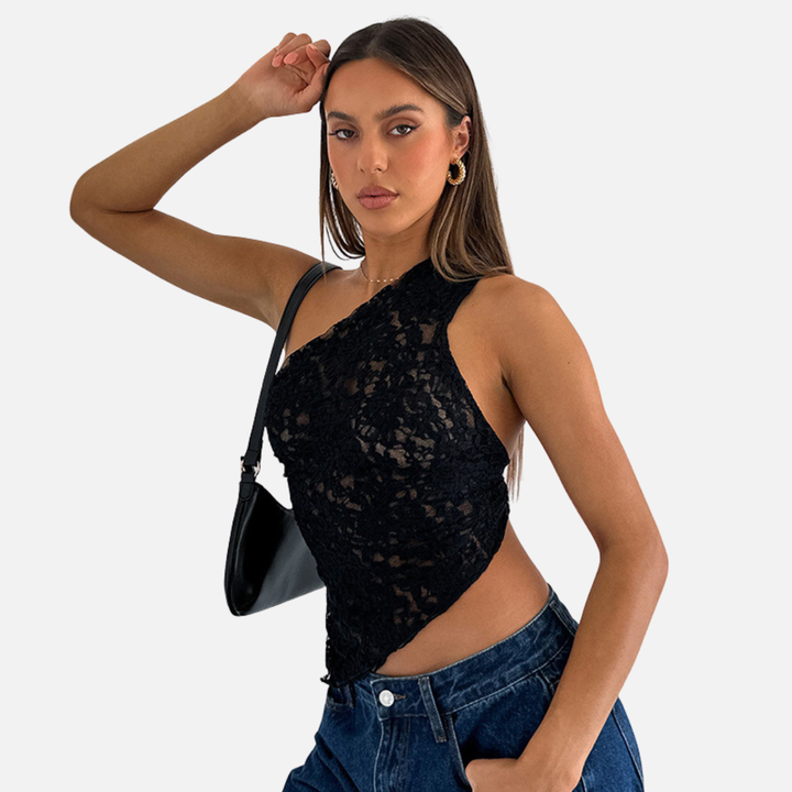 Laurior | Top d’Été Femme Coupe Ajustée Dos Nu Couleur Unie